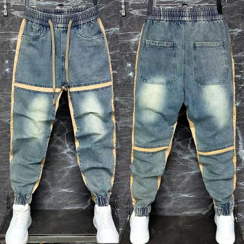 Streetwear Brand Clothing - بنطال جينز حريم أزرق للرجال ،